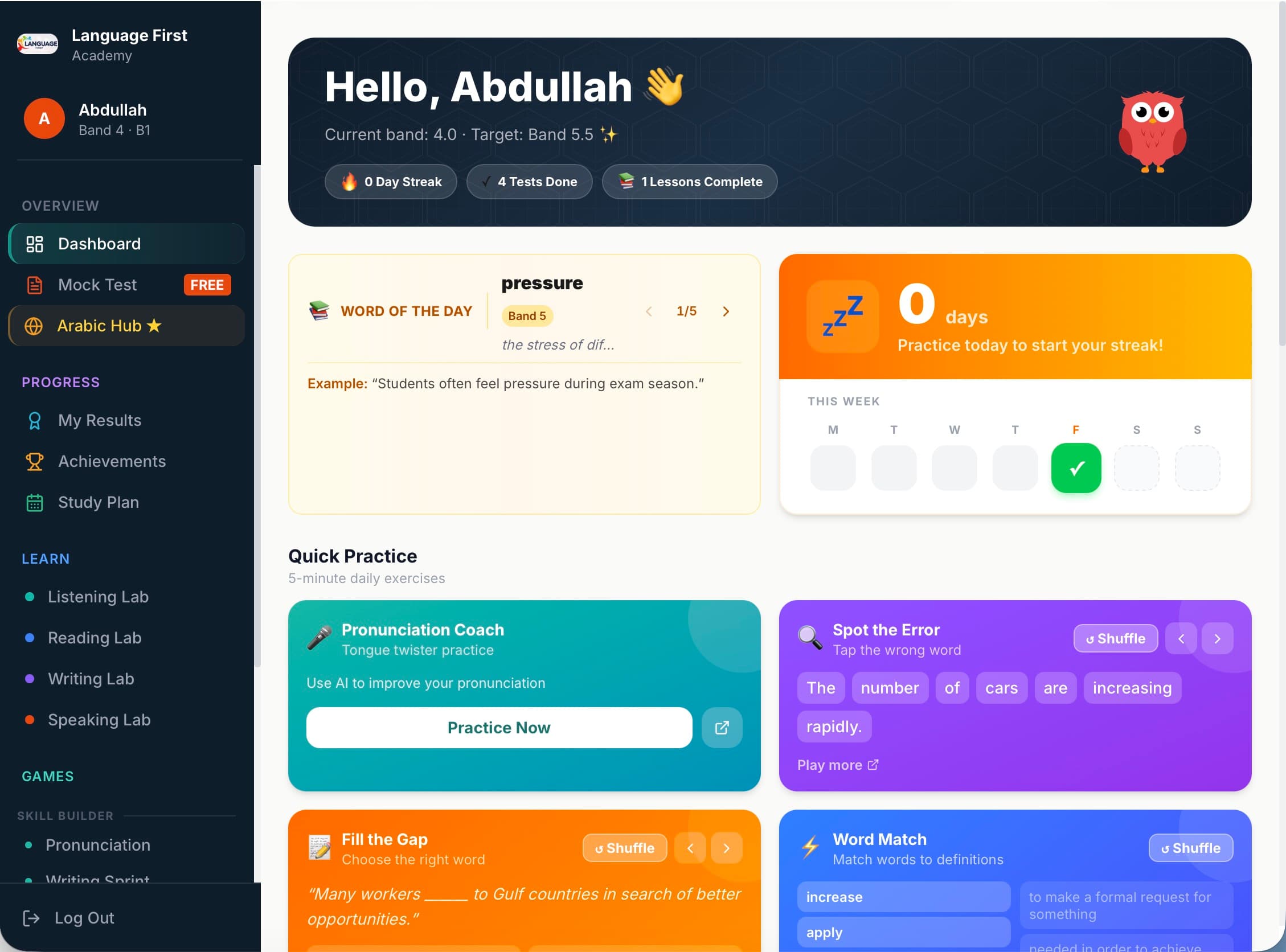 Language First Dashboard